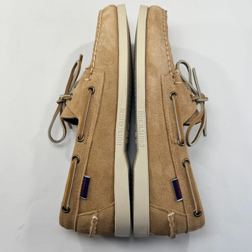 Sebago Docksides Portland Loafers Mens 7.5W Tan Suede Preppy Casual Boat Shoes